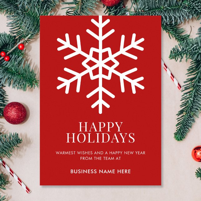 Happy Holidays Red Snowflake Business Holiday Card (Creator Uploaded)
