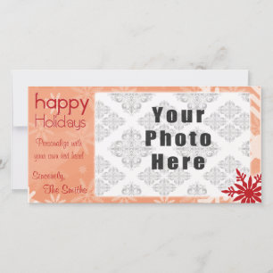Happy Holidays Red Themed Snowflake Holiday Card