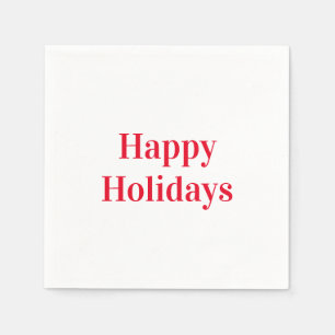 "Happy Holidays" red white party paper Napkin