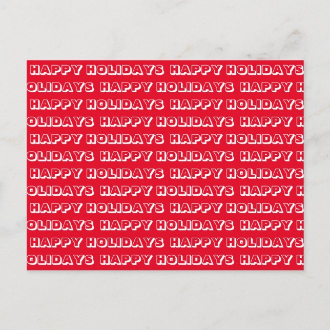 "Happy Holidays" red white Postcard (Front)