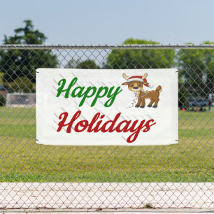 Happy Holidays Reindeer Christmas script  Banner