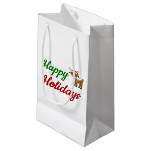 Happy Holidays Reindeer Christmas script Small Gift Bag