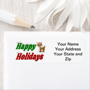 Happy Holidays Reindeer Christmas typography 