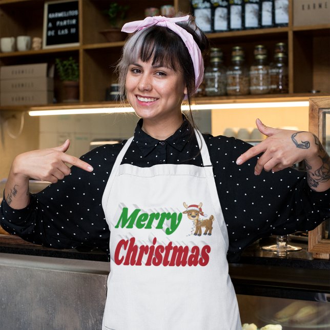 Happy Holidays Reindeer Christmas typography  Long Apron (Creator Uploaded)