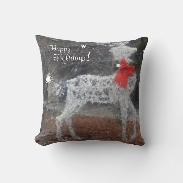 Happy Holidays Reindeer Cushion (Front)