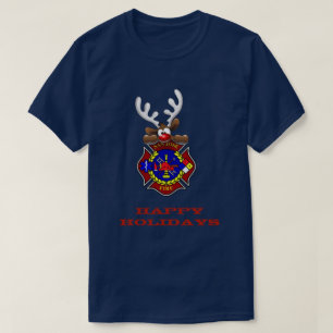Happy Holidays Reindeer San Jose Fire Department T-Shirt