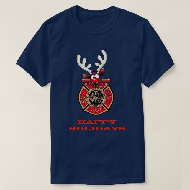 Happy Holidays Reindeer St. Louis Fire Department T-Shirt (Design Front)
