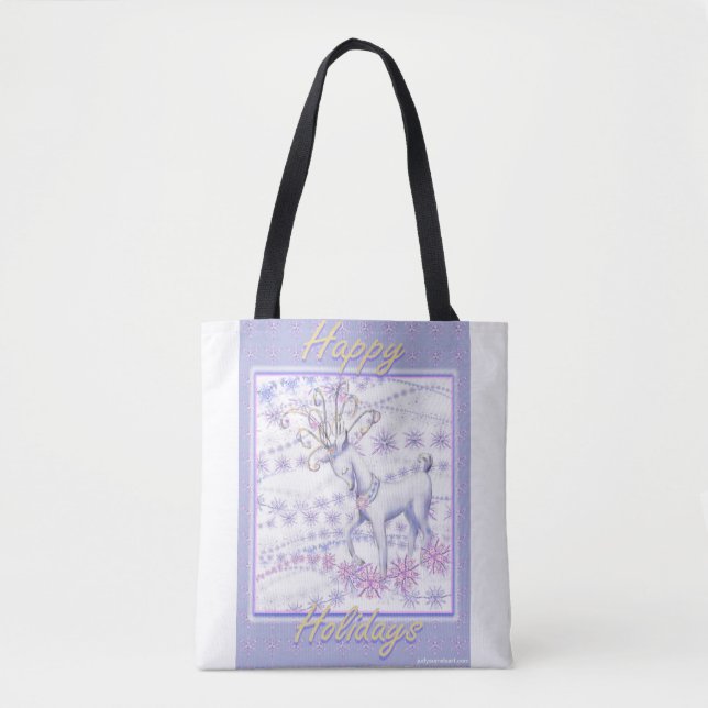 Happy Holidays Reindeer Tote Bag (Front)