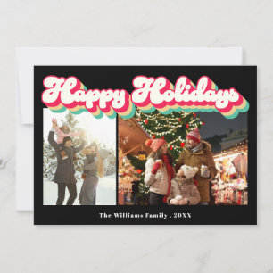 Happy Holidays Retro 2 Photo Holiday Card