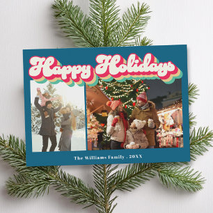 Happy Holidays Retro 2 Photo Holiday Card