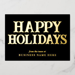 Happy Holidays Retro Black Gold Business