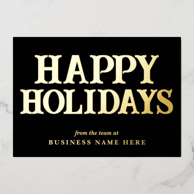 Happy Holidays Retro Black Gold Business (Front)