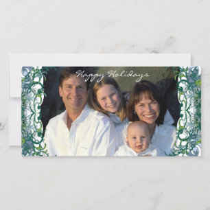 Happy Holidays Retro Lime Trees Family Photo Card