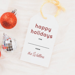 Happy Holidays   Retro Playful Typography Gift Tags