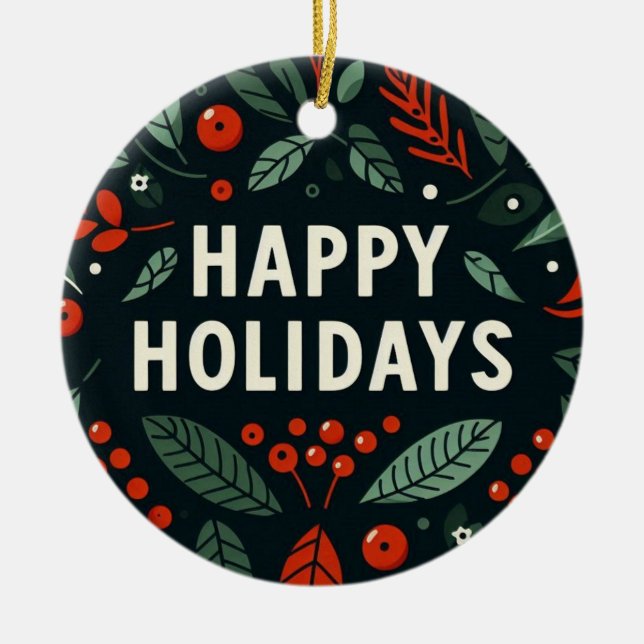 Happy Holidays Rigged Tree Joke Ceramic Tree Decoration (Front)