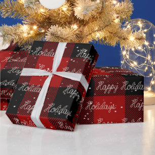 Happy Holidays Rope Text and Snowflakes Wrapping P Wrapping Paper