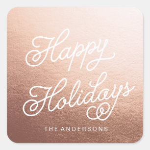 HAPPY HOLIDAYS ROSE GOLD Christmas sticker