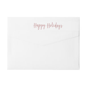 Happy Holidays Rose Gold Pink Faux Glitter Wrap Around Label