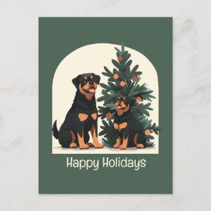 Happy Holidays Rottweiler Dogs Postcard