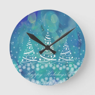 Happy Holidays Round Clock