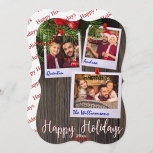 Happy Holidays Rustic Bulletin Board Fancy Photo Invitation