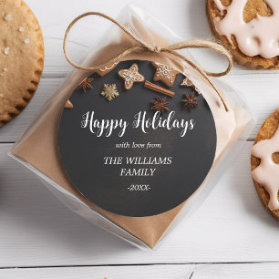 "Happy Holidays!" Rustic, Christmas Classic Round Sticker