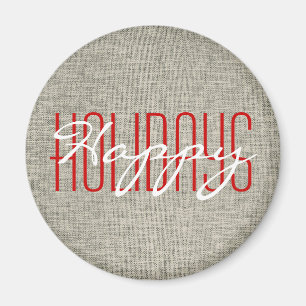 Happy Holidays Rustic Christmas Magnet