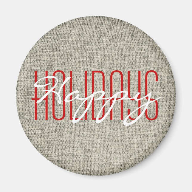 Happy Holidays Rustic Christmas Magnet (Front)