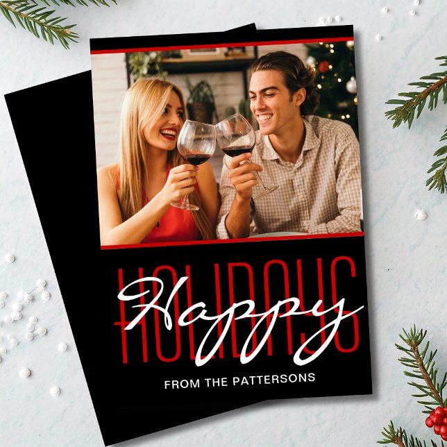 Happy Holidays Rustic Christmas Personalised Photo Holiday Card (Creator Uploaded)