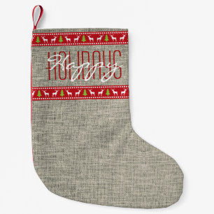 Happy Holidays Rustic Christmas Small Christmas Stocking