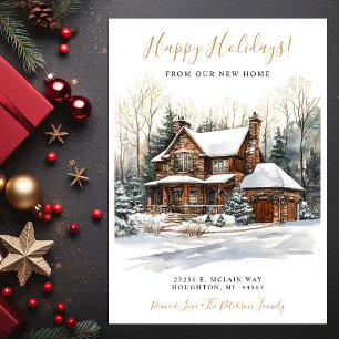 Happy Holidays Rustic New Home Moving Announcement