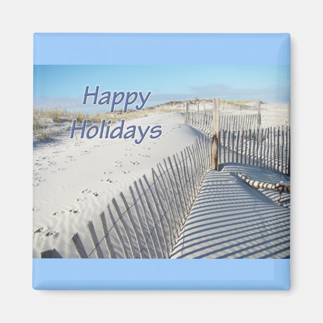 Happy Holidays Sand Dunes and Fences Magnet (Front)