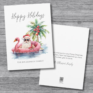 Happy Holidays Santa Claus Beach Christmas Holiday Card