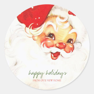 Happy Holidays,Santa Claus Retro Classic Round Sticker
