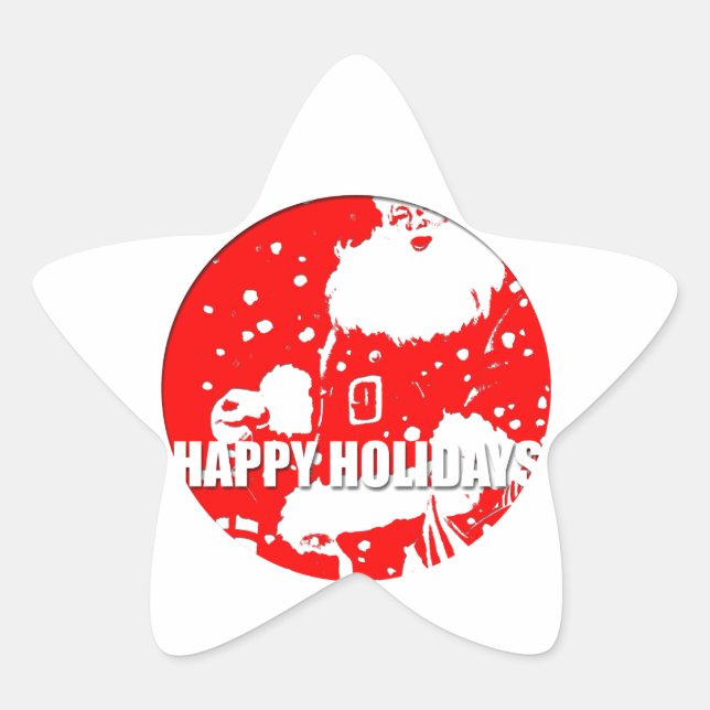 Happy Holidays - Santa Claus - Star Sticker (Front)