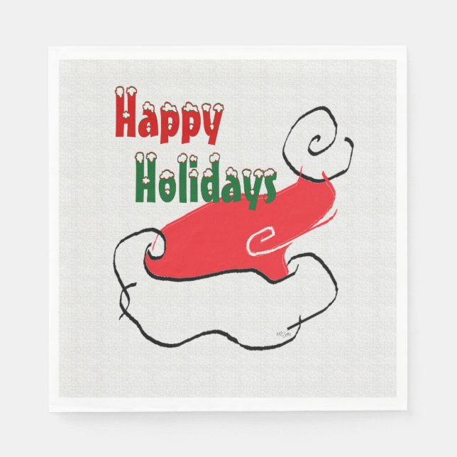 Happy Holidays Santa Hat Napkin (Front)