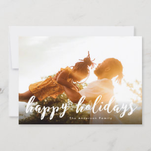 Happy Holidays Script Christmas Photo Card