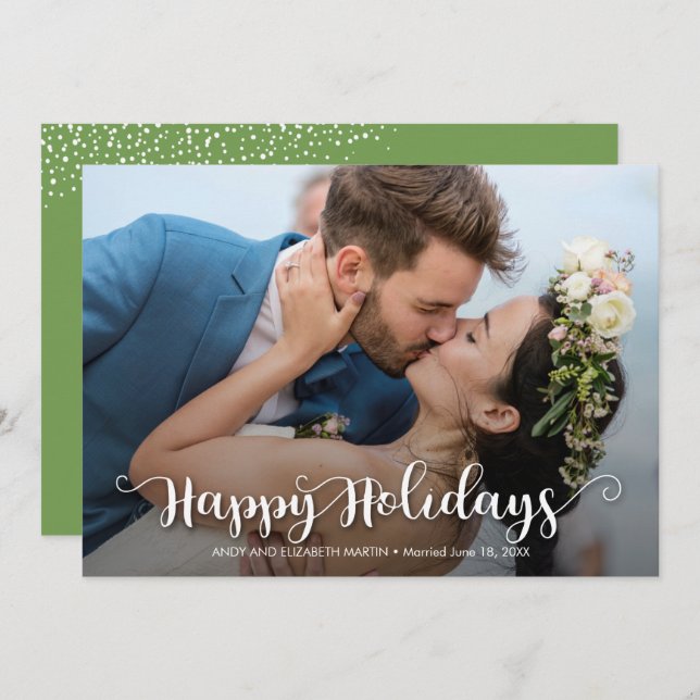 Happy Holidays Script Christmas Photo Holiday Card (Front/Back)