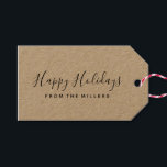 Happy Holidays Script Gift Tags<br><div class="desc">Tags for Holiday. Add your own text and colours as needed. Matching Items available in our Happy Holidays Collection.</div>