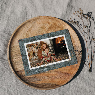 Happy Holidays Script Greenery Holiday Photo Card