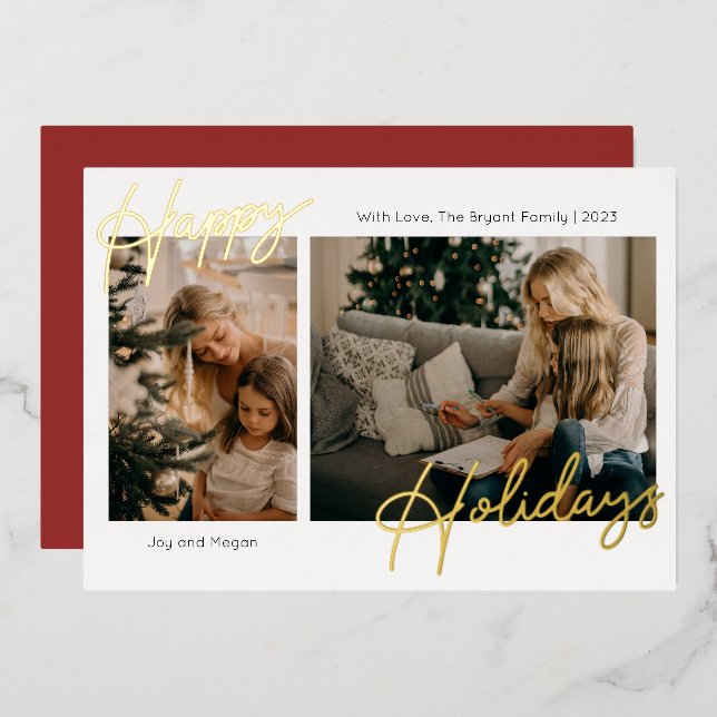 Happy Holidays Script Photo (Front/Back)