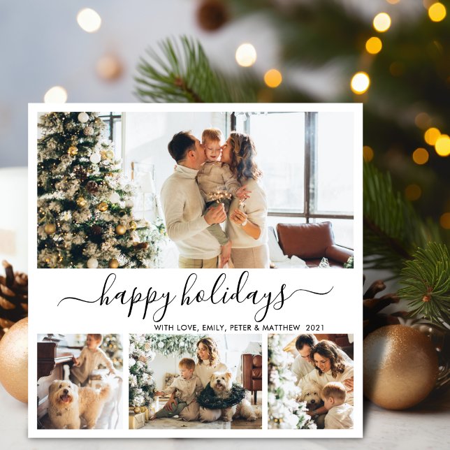 Happy Holidays Script Photo Christmas Holiday Card (Creator Uploaded)