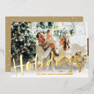 Happy Holidays Script Photo Gold