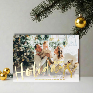 Happy Holidays Script Photo Gold