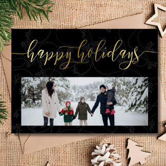 Happy Holidays Script Photo Holiday Card