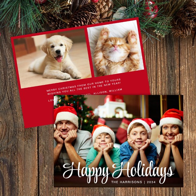 Happy Holidays Script Photo Overlay Christmas Holiday Card (Creator Uploaded)