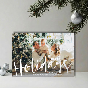 Happy Holidays Script Photo Silver