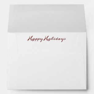 “Happy Holidays” Script Red Elegant Business Envelope