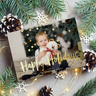 "Happy Holidays" Script Typography Custom Photo