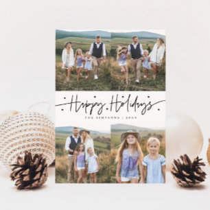 Happy Holidays Script White Multi Photo Holiday Card